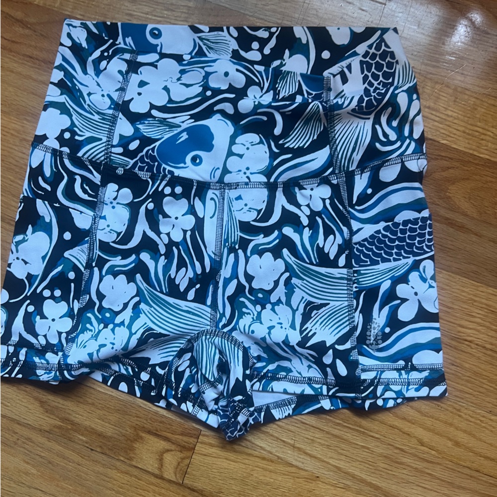 FP Movement by Free People Blue and White Patterned Shorts